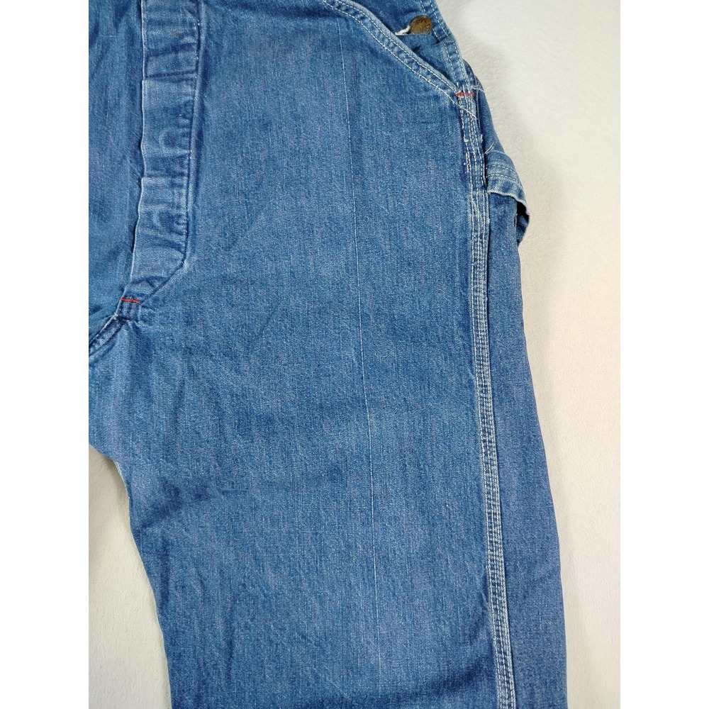 Vintage Big Mac Bib Overalls Mens Large Blue Denim Square Bak Workwear 70s - Picture 9 of 10